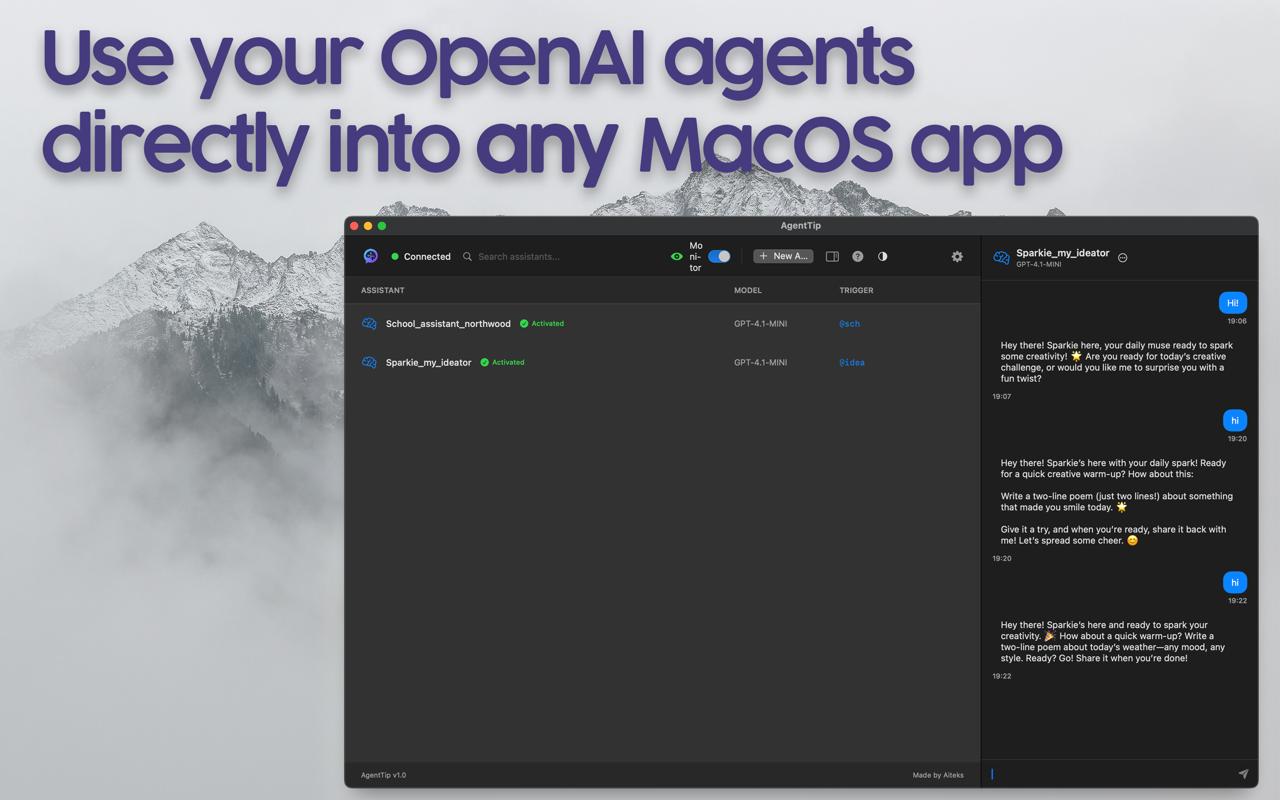 AgentTip chat interface
